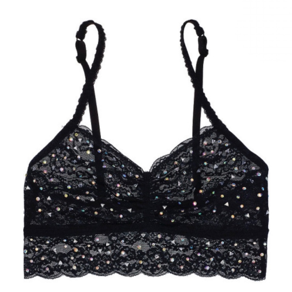 PINK Victoria’s Secret black rhinestones lace bralette